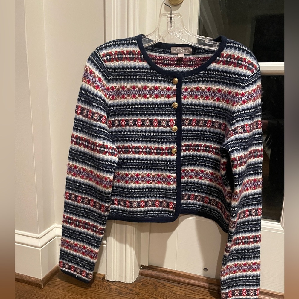 Fair isle J. CREW sweater with gold buttons for holidays/every day!  SUPER CUTE!
